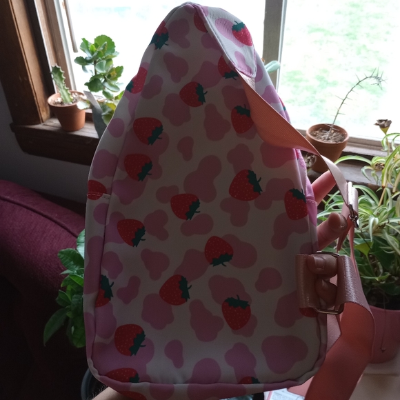 Brand new cute kawaii strawberry milk pink purse satchel white and green handbag - Picture 2 of 6